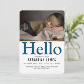 hallo New Baby Blue op maat Aankondiging (Staand voorkant)