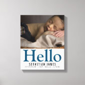 hallo New Baby Boy Persoonlijke keepomwille Canvas Afdruk (Voorkant)
