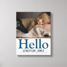 hallo New Baby Boy Persoonlijke keepomwille Canvas Afdruk