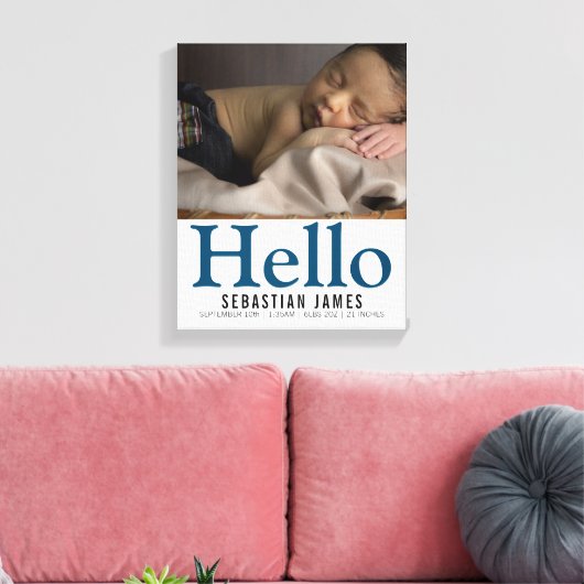 hallo New Baby Boy Persoonlijke keepomwille Canvas Afdruk (Insitu (Woonkamer))