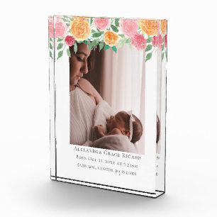 hallo New Baby Foto Aangepaste roze bloemen