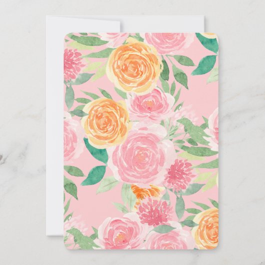 hallo New Baby Foto Aangepaste roze bloemen Kaart (Achterkant)