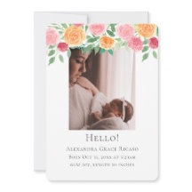 hallo New Baby Foto Aangepaste roze bloemen