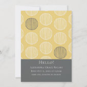 hallo New Baby Foto Gepersonaliseerd Geel Grijs Kaart (Achterkant)