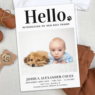hallo New Baby Modern Pet Newborn Foto Aankondiging