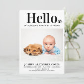 hallo New Baby Modern Pet Newborn Foto Aankondiging (Staand voorkant)