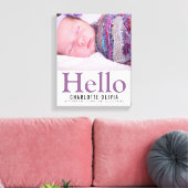 hallo New Baby Paars Thered Personalized keepomwil Canvas Afdruk (Insitu (Woonkamer))