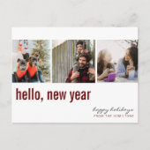 hallo New Year Simple Typography Photo Maroon Briefkaart (Voorkant)