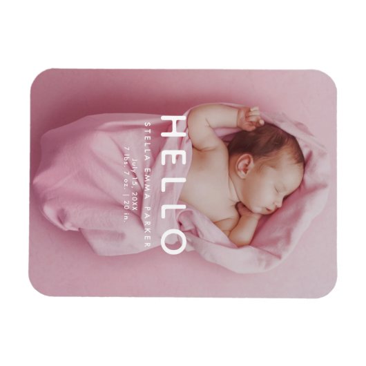 hallo Newborn Baby Foto Birth Announding Magnet Magneet (Horizontaal)