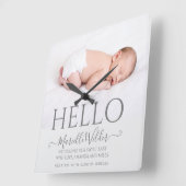 hallo Newborn Baby Foto Birth Vierkante Klok (Hoek)