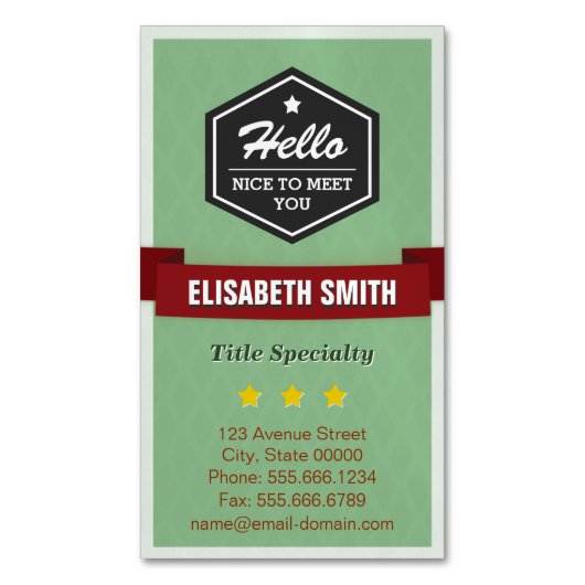 hallo Nice om u te ontmoeten - Modern  stijlvol Magnetisch Visitekaartje (Voorkant Verticaal)