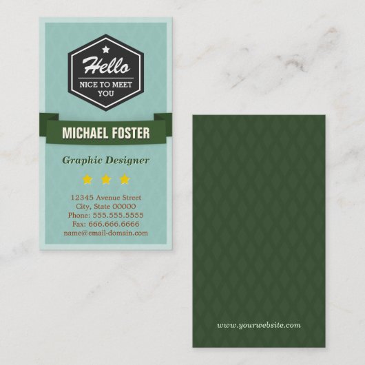 hallo Nice om u te ontmoeten - Persoonlijk sociaal Visitekaartje (Voorkant / Achterkant)