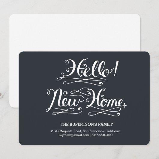 hallo nieuw thuis calligrafie aankondiging (Voorkant / Achterkant)