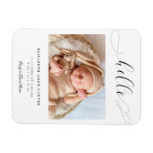 Hallo nieuwe baby Calligraphy Swashes Elegant Mini Magneet (Horizontaal)