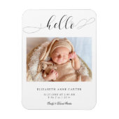 Hallo nieuwe baby Calligraphy Swashes Elegant Mini Magneet (Verticaal)