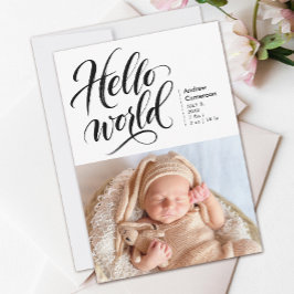 Hallo Nieuwe Baby Foto Borstel Handgetekend Schrif Aankondiging