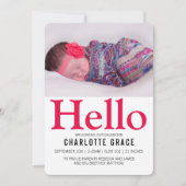 hallo nieuwe baby, helder roze, op maat gemaakt aankondiging (Voorkant)