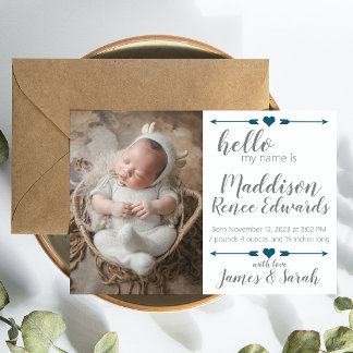 hallo nieuwe geboortenaankondiging met foto's kaart