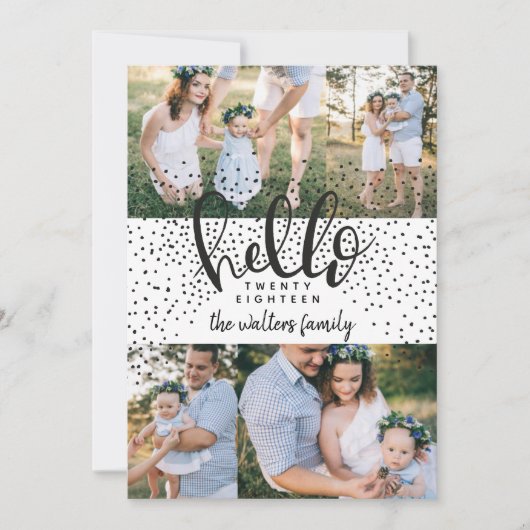 HALLO NIEUWE JAARKAART FEESTDAGENKAART (Voorkant)