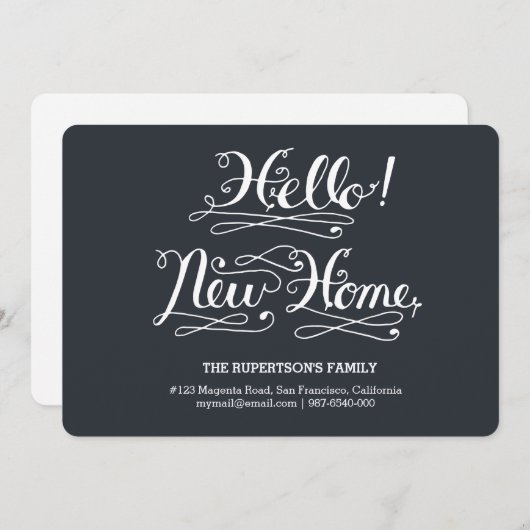 hallo nieuwe thuis kalligrafie aankondiging (Voorkant / Achterkant)