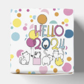 Hallo Nieuwjaar 2024 Met Spelen Katten Bedankdoosjes (Bovenkant)