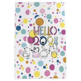 Hallo Nieuwjaar 2024 Met Spelen Katten Medium Cadeauzakje