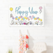 Hallo Nieuwjaar 2024 Met Spelen Katten Spandoek (Insitu)