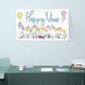 Hallo Nieuwjaar 2024 Met Spelen Katten Spandoek (Beurs)