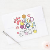 Hallo Nieuwjaar 2024 Met Spelen Katten Vierkante Sticker (Envelop)