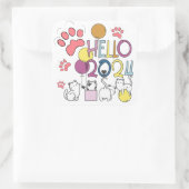 Hallo Nieuwjaar 2024 Met Spelen Katten Vierkante Sticker (Tas)