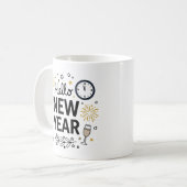 Hallo Nieuwjaar Cute Handgetekende Vuurwerk Mok (Voorkant links)