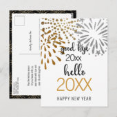 hallo nieuwjaar Festive Fireworks Gold Glitter Chi Briefkaart (Voorkant / Achterkant)