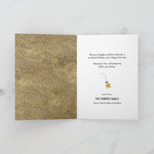 hallo nieuwjaar Festive Fireworks Gold Glitter Chi Feestdagen Kaart (Binnen)