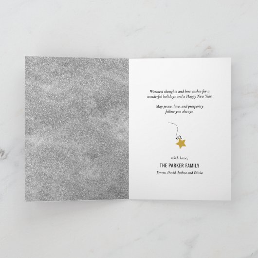 hallo nieuwjaar Festive Fireworks Gold Glitter Chi Feestdagen Kaart (Binnen)