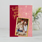 Hallo Nieuwjaar Folie Feestdagenkaart (Staand Voorkant)