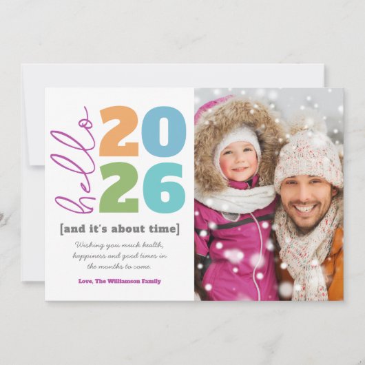 Hallo Nieuwjaar foto vet modern custom add jaar Feestdagenkaart (Voorkant)