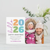 Hallo Nieuwjaar foto vet modern custom add jaar Feestdagenkaart (Staand voorkant)