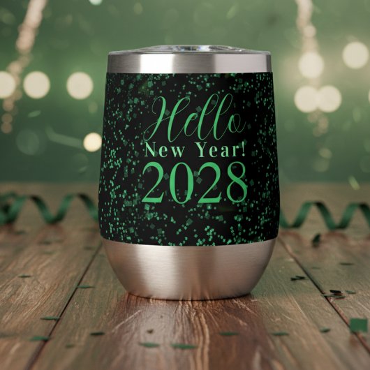 Hallo Nieuwjaar! Oud en Nieuw Groen Zwart Glitter