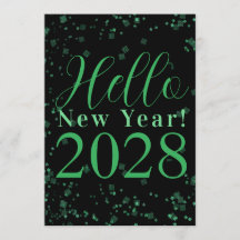 Hallo Nieuwjaar! Oud en Nieuw Groen Zwart Glitter