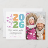 hallo nieuwjaar oude, aangepaste jaarfoto van mode feestdagenkaart (Voorkant)