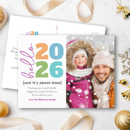 hallo nieuwjaar oude, aangepaste jaarfoto van mode feestdagenkaart