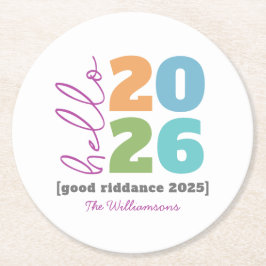 hallo nieuwjaar oude, moderne Humor voor aangepast Ronde Kartonnen Onderzetter