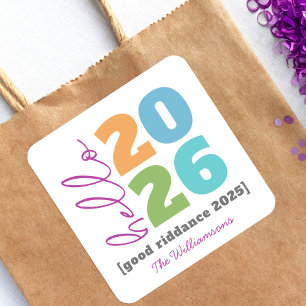 hallo nieuwjaar oude, moderne maataanduiding toevo vierkante sticker