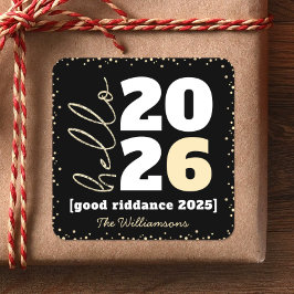 hallo nieuwjaar zwart Gold Modern op maat Vierkante Sticker