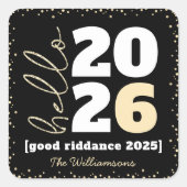 hallo nieuwjaar zwart Gold Modern op maat Vierkante Sticker (Voorkant)