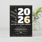 hallo Nieuwjaar zwart Gold Moderne Aangepast jaar Kaart (Staand voorkant)