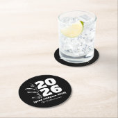 hallo nieuwjaar zwart wit, aangepaste jaarnaam ronde kartonnen onderzetter (Insitu)