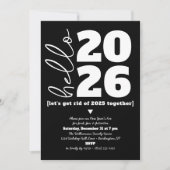 hallo nieuwjaar zwart-wit, modern, aangepast jaar  kaart (Voorkant)