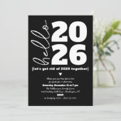 hallo nieuwjaar zwart-wit, modern, aangepast jaar  kaart (Staand voorkant)