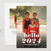 hallo nieuwjaars EDITABLE COLOR Holiday-fotokaart Feestdagenkaart (Voorkant / Achterkant)